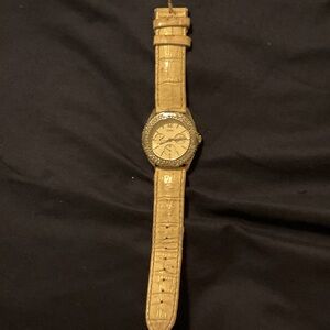 Guess Gold Textured Strap Watch
